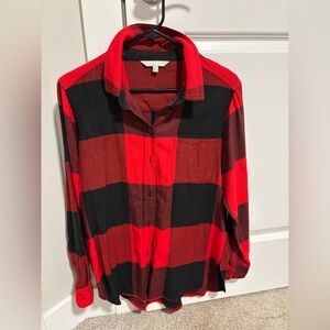 Athleta Red and Black Plaid Shirt size small
